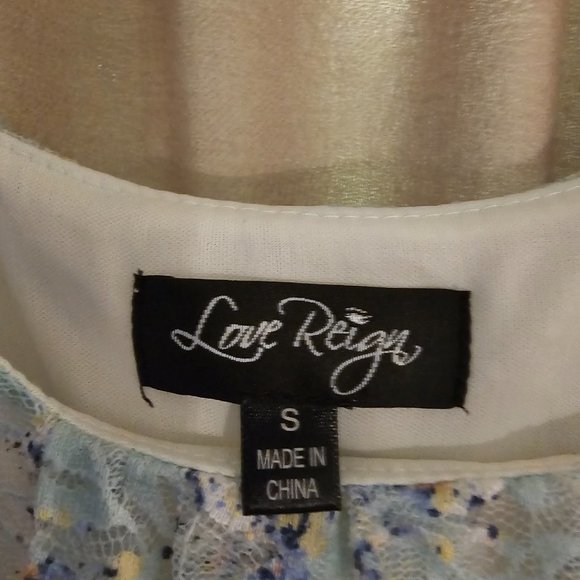 Love Reign Light Teal Lace Floral High Lo Dress - Picture 5 of 5